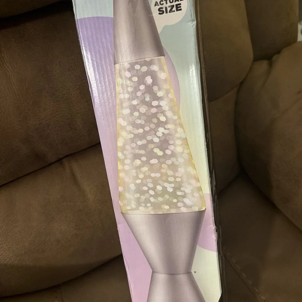 Original LAVA Lamp Silver Base Multi Glitter Swirl Motion 14.5